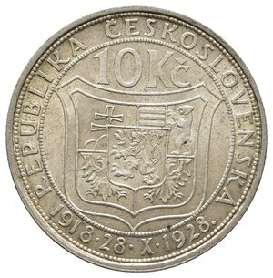 obverse: CECOSLOVACCHIA  10 Korun argento 1928 