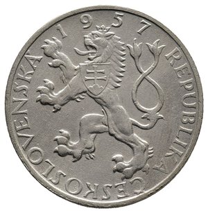 reverse: CECOSLOVACCHIA 10 Korun argento 1957 Komenski 