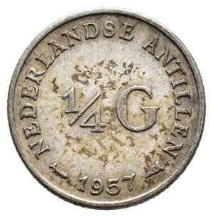 obverse: ANTILLE OLANDESI 1 Quarto gulden argento 1957