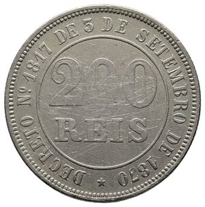 obverse: BRASILE 200 Reis 1871 