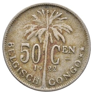 obverse: CONGO BELGA 50 Centimes 1922 