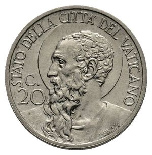obverse: VATICANO Pio XI 20 centesimi 1931