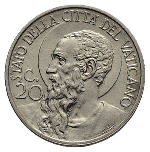 obverse: VATICANO Pio XI 20 centesimi 1934