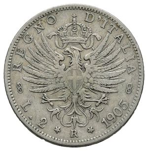 obverse: VITTORIO EMANUELE III - 2 Lire Aquila argento 1905