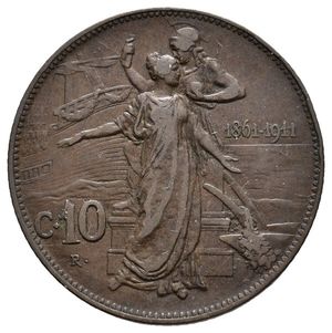 obverse: VITTORIO EMANUELE III -10 Centesimi Cinquantenario 1911 