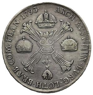 obverse: LOMBARDO VENETO -Francesco II Tallero delle corone argento 1793 