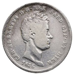 reverse: REGNO DI SARDEGNA  - CARLO ALBERTO 2 Lire argento 1836 Torino RARA