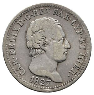 reverse: REGNO DI SARDEGNA  - CARLO FELICE - 1 Lira argento 1827 zecca Torino 