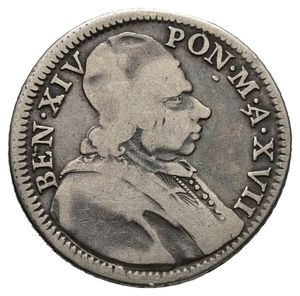 reverse: STATO PONTIFICIO - Benedetto XIV (1740-1758) Doppio Giulio 1756 anno XVII 
