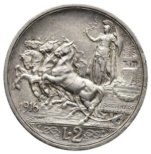 obverse: Vittorio Emanuele III - 2 Lire Quadriga argento 1916 BB-SPL