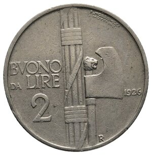 obverse: Vittorio Emanuele III - Buono 2 Lire 1926 BB