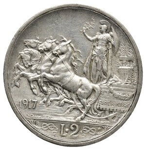 obverse: Vittorio Emanuele III - 2 Lire Quadriga argento 1917 BB+