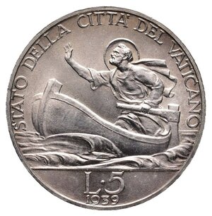 obverse: VATICANO - Pio XII - 5 Lire argento 1939 FDC