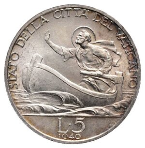 obverse: VATICANO - Pio XII - 5 Lire argento 1940 FDC