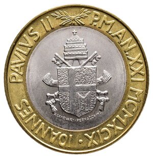 reverse: VATICANO - Giovanni Paolo II - 1000 Lire Bimetallico 1999 FDC