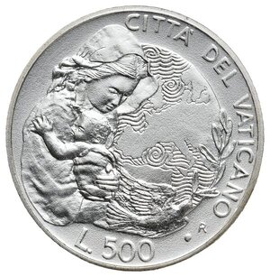 obverse: VATICANO - Giovanni Paolo II -500 Lire argento Anno della Donna 1995 FDC
 (In confezione)