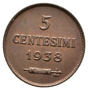obverse: SAN MARINO - 5 centesimi 1938 FDC ROSSO