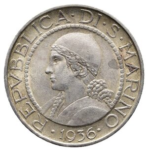 obverse: SAN MARINO - 5 Lire argento 1936