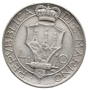 reverse: SAN MARINO - 10 Lire argento 1931