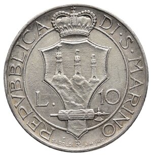 reverse: SAN MARINO - 10 Lire argento 1933