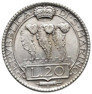 reverse: SAN MARINO - 20 Lire argento 1935 BB+