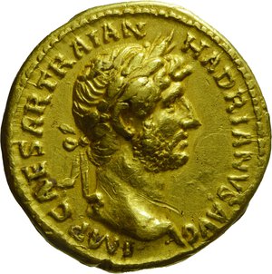 obverse: IMPERO ROMANO, ADRIANO, 117-138 D.C. - AUREO