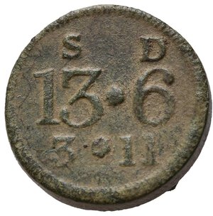 obverse: Pesi Monetali. GRAN BRETAGNA. Giorgio III. Weights. Peso monetale per 13 shillings e 6 pence. AE (5,17 g). BB+