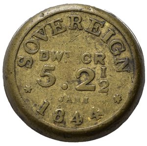 obverse: Pesi Monetali. GRAN BRETAGNA. Weights. Peso monetale Sovereign 1844. AE (7,85 g). BB+