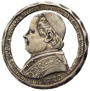 obverse: Pio IX. 1 lira 1866 trasformata in spilla, aggancio sul retro mancante e danneggiato. Interessante e coeva. BB