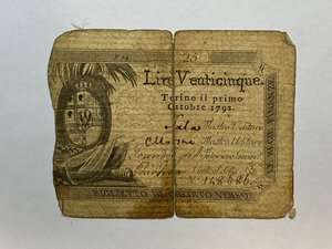 obverse: Regno di Sardegna. Vittorio Amedeo III. 25 lire Regie Finanze 1792 Torino. qMB