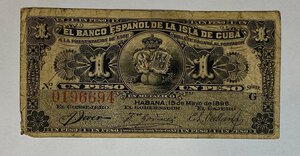 obverse: CUBA. 1 Peso 1896. MB