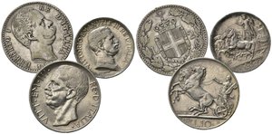 obverse: Regno d Italia. Lotto di 3 monete. Ag. 1 lira 1917; 10 lire 1927**;2 lire 1883. BB