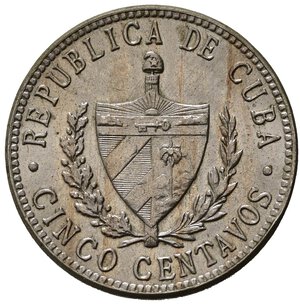 obverse: CUBA. 5 Centavos 1946. Ni. KM#11.3. qFDC