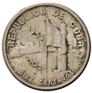 obverse: CUBA. 10 Centavos 1952. Ag. FDC