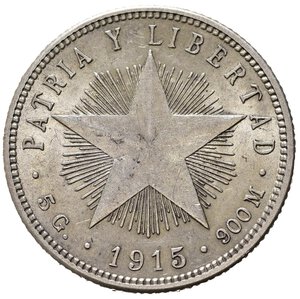 reverse: CUBA. 20 Centavos 1915. Ag. KM#13.2. SPL+