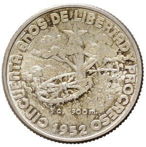 reverse: CUBA. 20 Centavos 1952. Ag. FDC