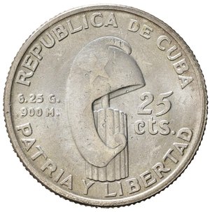 obverse: CUBA. 25 centavos 1953. 100° anniversario nascita Jose Marti. Ag. KM#27. FDC