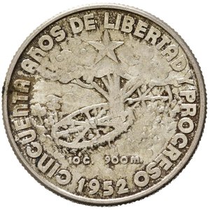 reverse: CUBA. 40 Centavos 1952. Ag. FDC