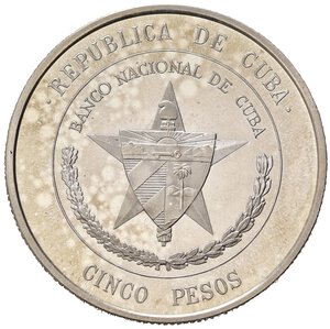 obverse: CUBA. 5 Pesos 1975. Ag. Proof