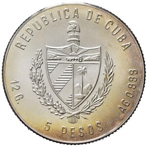obverse: CUBA. 5 Pesos 1983. Ag. KM#111. FDC