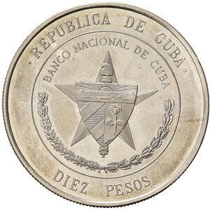 obverse: CUBA. 10 Pesos 1975. Ag. Proof