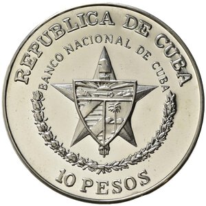 obverse: CUBA. 10 Pesos 1988. Ag. Proof