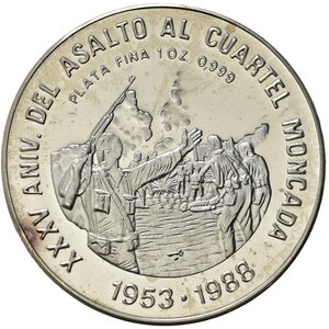 reverse: CUBA. 10 Pesos 1988. Ag. Proof