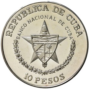 obverse: CUBA. 10 Pesos 1989. Ag. Proof