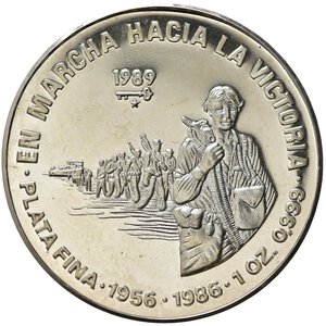 reverse: CUBA. 10 Pesos 1989. Ag. Proof