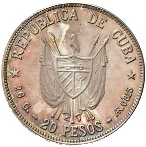 obverse: CUBA. 20 Pesos 1977 Antonio Maceo - Protesta de Baragua. Ag (26,10 g). Km#40. Proof