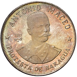 reverse: CUBA. 20 Pesos 1977 Antonio Maceo - Protesta de Baragua. Ag (26,10 g). Km#40. Proof