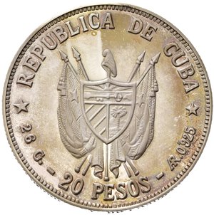 obverse: CUBA. 20 Pesos 1977 Ignacio Agramonte - Asamblea de Guaimaro. Ag (26,10 g). Km#38. Proof