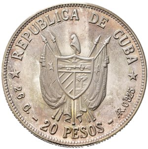 obverse: CUBA. 20 Pesos 1977 Maximo Gomez - Carga al Machete. Ag (26,10 g). Km#39. Proof