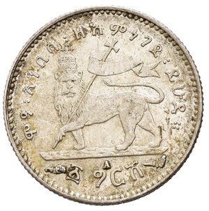 reverse: ETIOPIA. Menelik II. 1 Gersh (1/16 Birr). Ag. qFDC